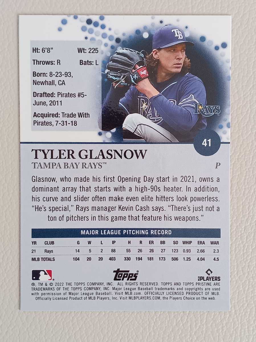 MLB 2022 TOPPS PRISTINE BASEBALL タイラー グラスノー GLASNOW ベース #41の画像2