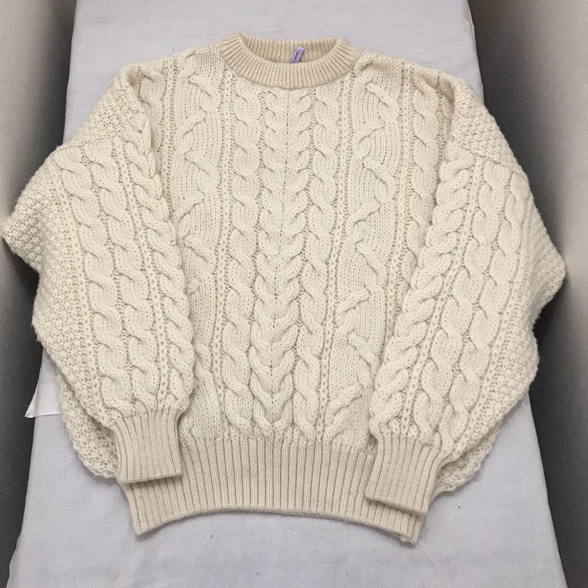 美品 Cottage Knitwear フィッシャーマン アランニットセーター イングランド製 アラン 立体編み ニット セーター england 肉厚 長袖 上_画像1