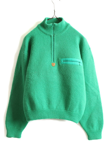 90s オールド ■ パタゴニア ハイネック ウール ニット セーター ( メンズ M ) PATAGONIA 90年代 アウトドア プルオーバー ポケット付き 緑