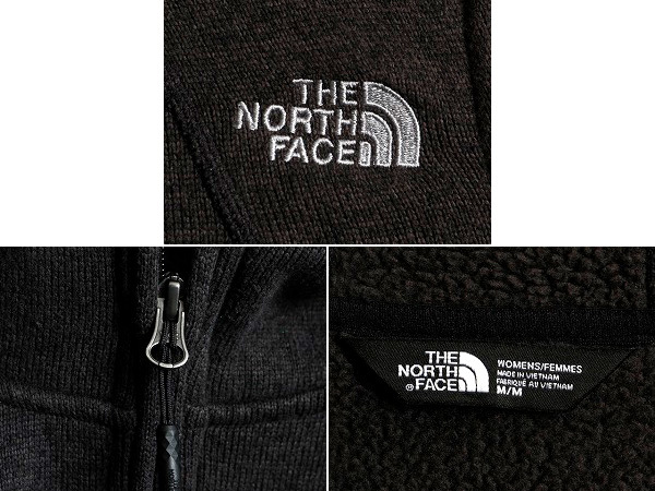 US企画 ■ ノースフェイス セーター フリース パーカー ジャケット ( レディース M ) The North face ジャンパー ブルゾン アウトドア 濃灰_画像4