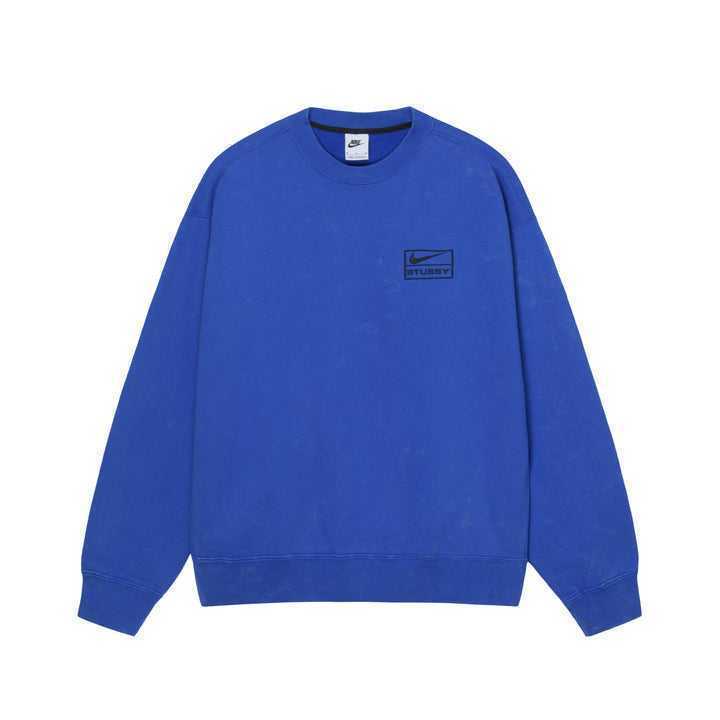 新品未使用★Lサイズ★STUSSY NIKE ACID WASH FLEECE CREW BLUE★Sweat スウェット フリース トレーナー ナイキ ステューシー ブルー 青_画像1