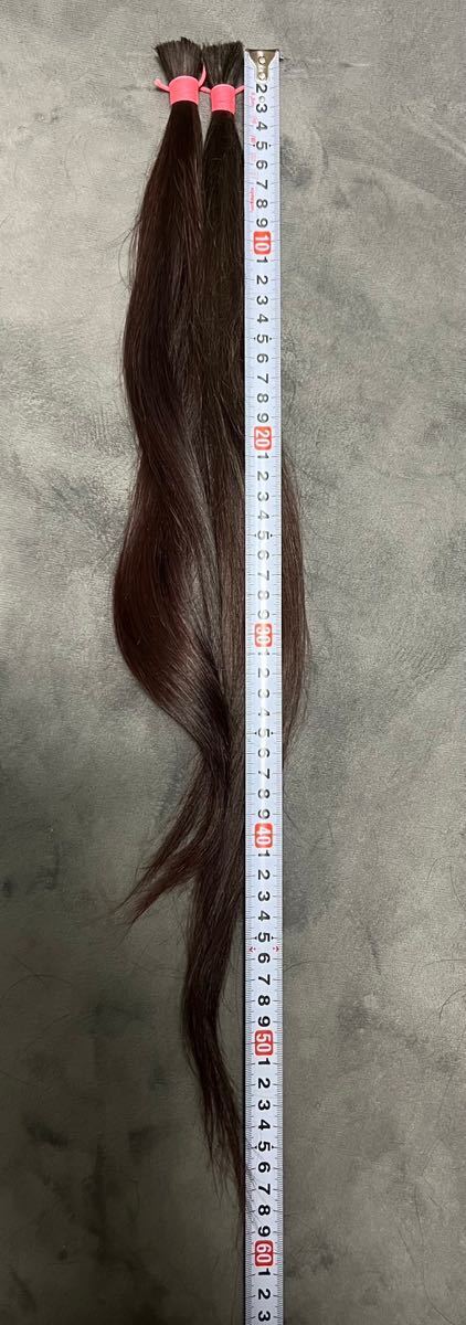 髪束 日本人 35歳の女性 髪束 59cm+44cm 重さ59gエクステ ウィッグ 母子①母親_画像3