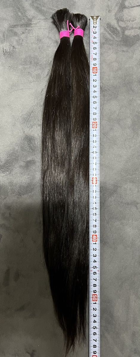 美髪 髪の毛 日本人22歳の女性 髪束 最長60cm 124gエクステ ウィッグ _画像4