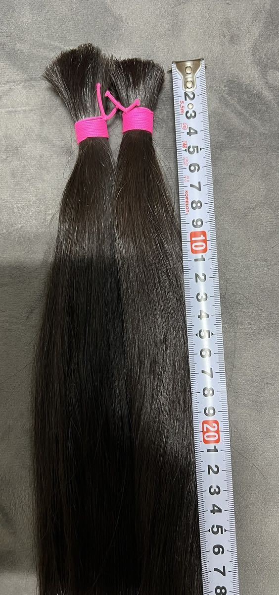 美髪 髪の毛 日本人22歳の女性 髪束 最長60cm 124gエクステ ウィッグ _画像5