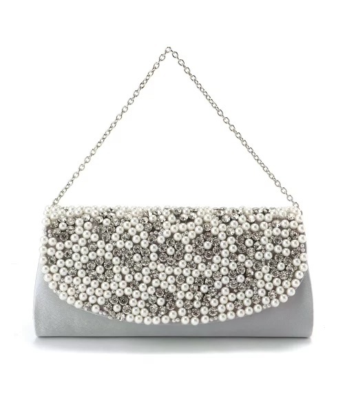 * tax * postage none *[ unused goods ]Eimy Pearl| length short chain attaching flower pearl biju clutch ( silver ) formal * wedding 