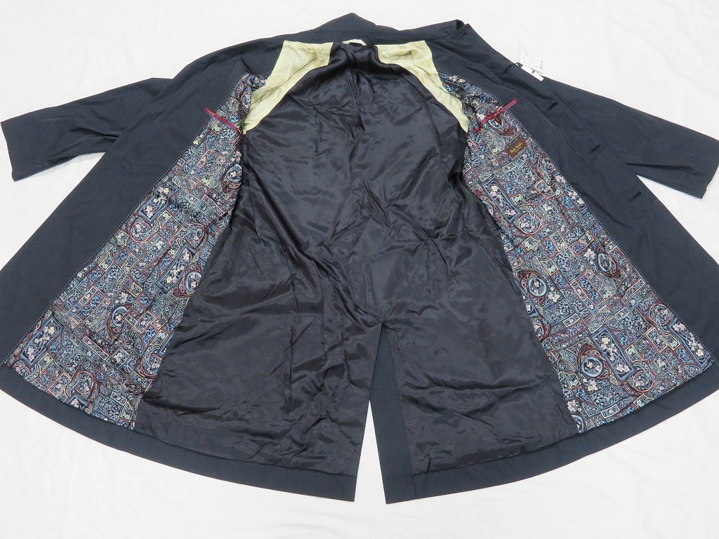 ☆新品未使用☆Paul Smith COLLECTION ステンカラーコート☆ネイビー☆花柄裏地☆Mサイズ（L）ゆき丈84㎝ 着丈98㎝☆ラグジュアリーコート_画像5