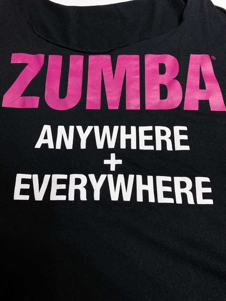 ZUMBA ズンバ 正規品 シャツ タンクトップ Tシャツ 肩出し 肩開き トップス ダンス リメイク エアロ フィットネス 肩スリット ブラック 黒_画像1