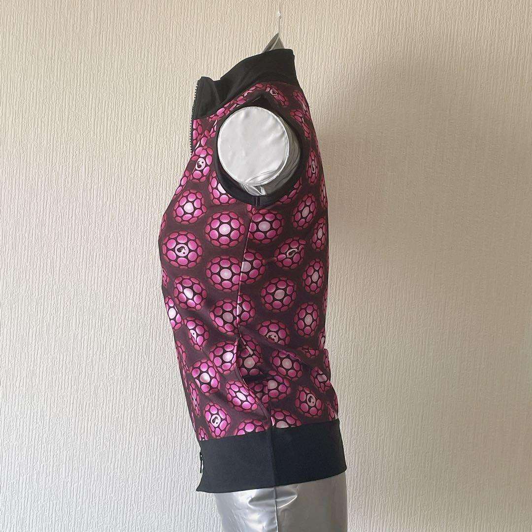 全ての fotus フェトウス 黒xピンク 球体柄 前ジッパー ノースリーブ
