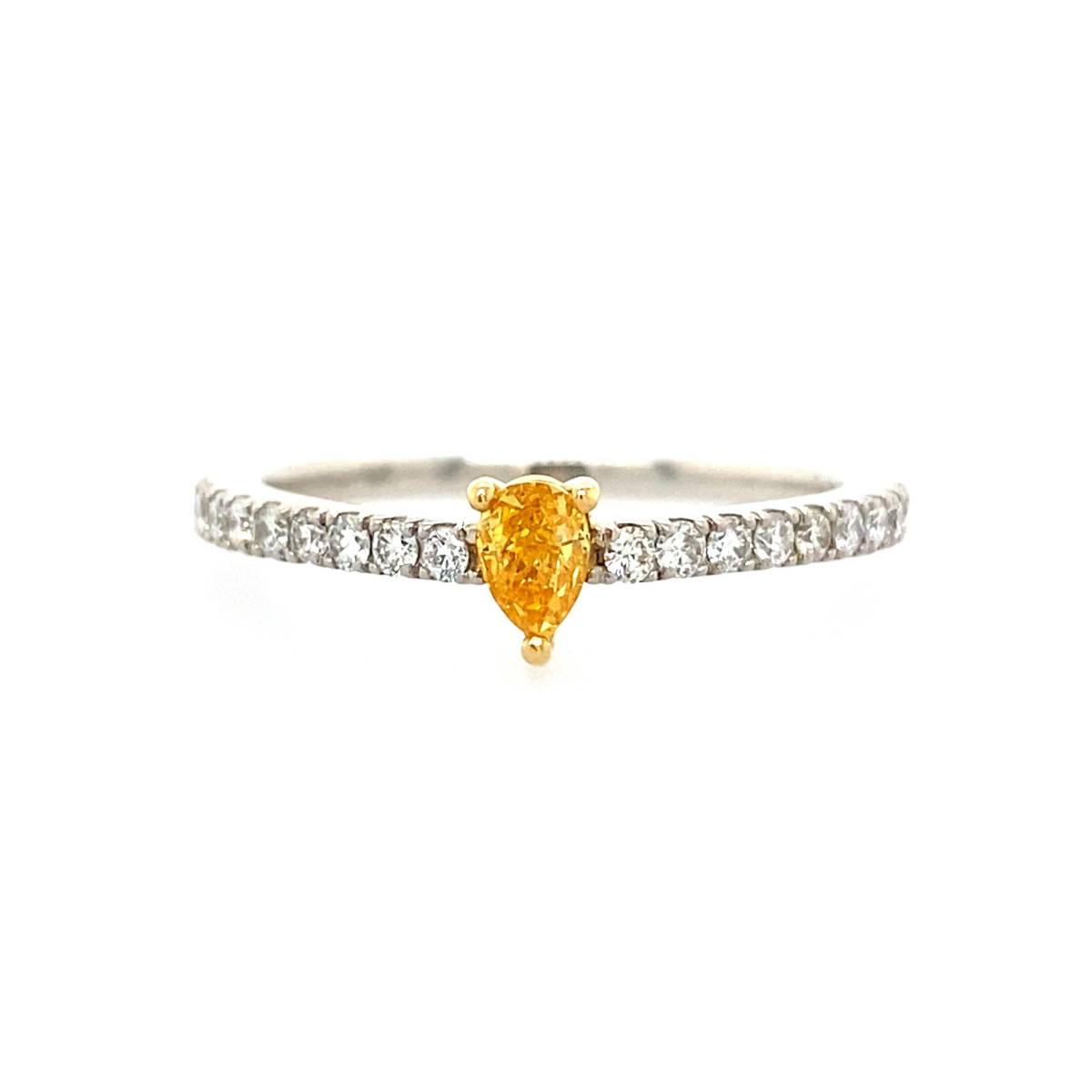 FANCY VIVID ORANGY YELLOW ペアシェイプシンプルリング/0.176ct/CGL/JRT0013