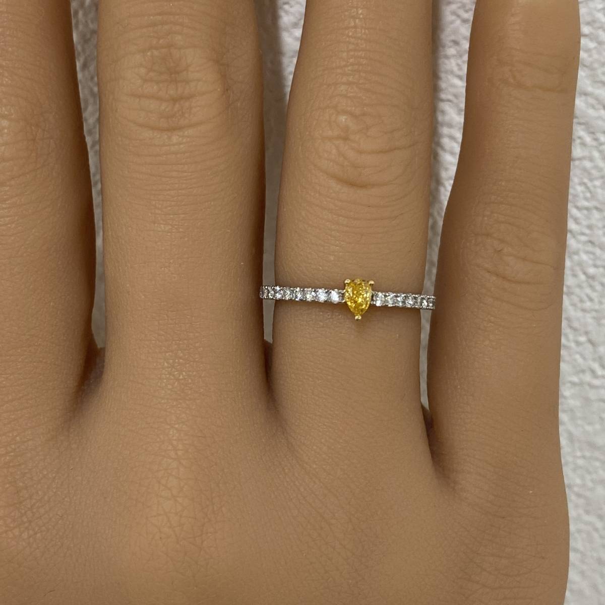 FANCY VIVID ORANGY YELLOW ペアシェイプシンプルリング/0.176ct/CGL/JRT0013