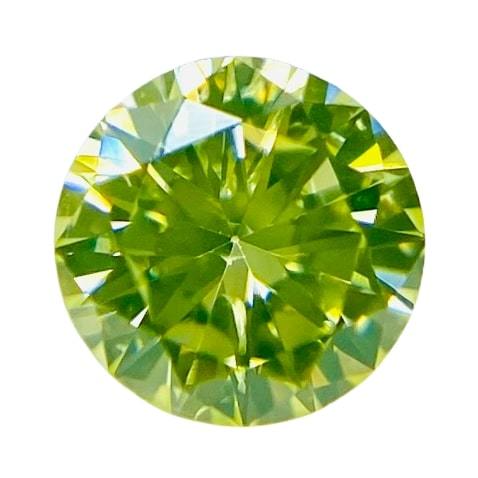 FANCY INTENSE YELLOW GREEN 0.123ct RD/RT1885/CGL alflaj-c.sa