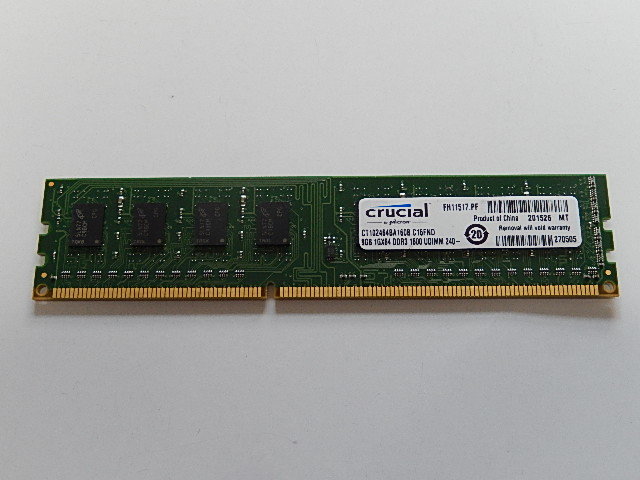 メモリ デスクトップパソコン用 Crucial Micronチップ 1.5V DDR3-1600 PC3-12800 8GB 起動確認済みです_画像1