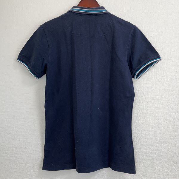 DIESEL ディーゼル メンズ 半袖 ポロシャツ トップス Mサイズ シンプル カジュアル ネイビー 紺色 デザイン襟 ロゴ ワンポイント 襟付き