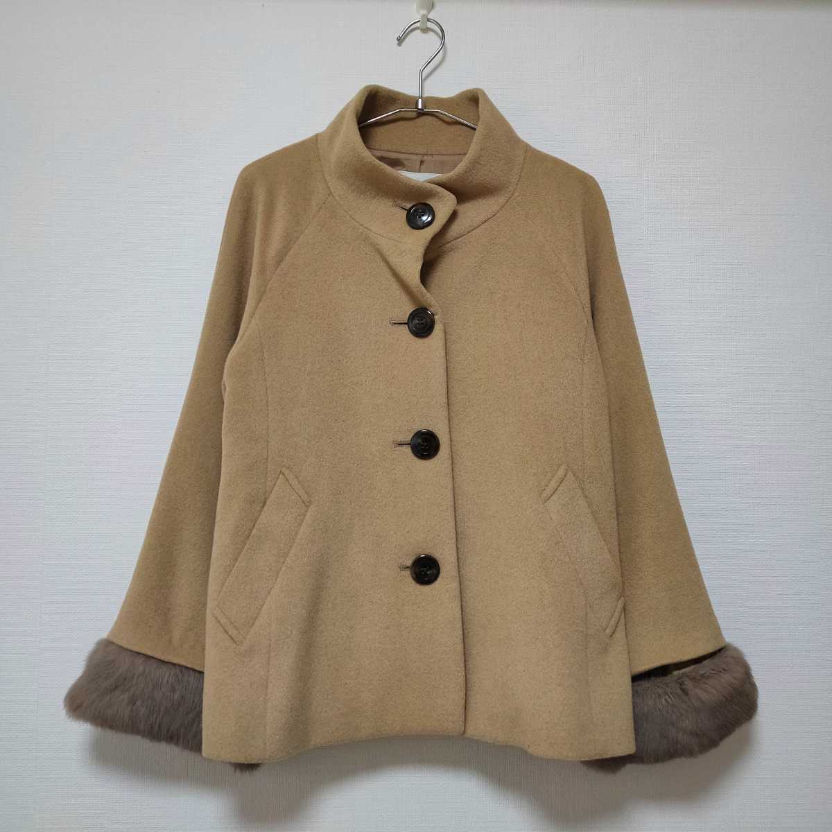  unused Spick & Span Spick&Span Anne gola wool material fur attaching short coat 38 short coat 