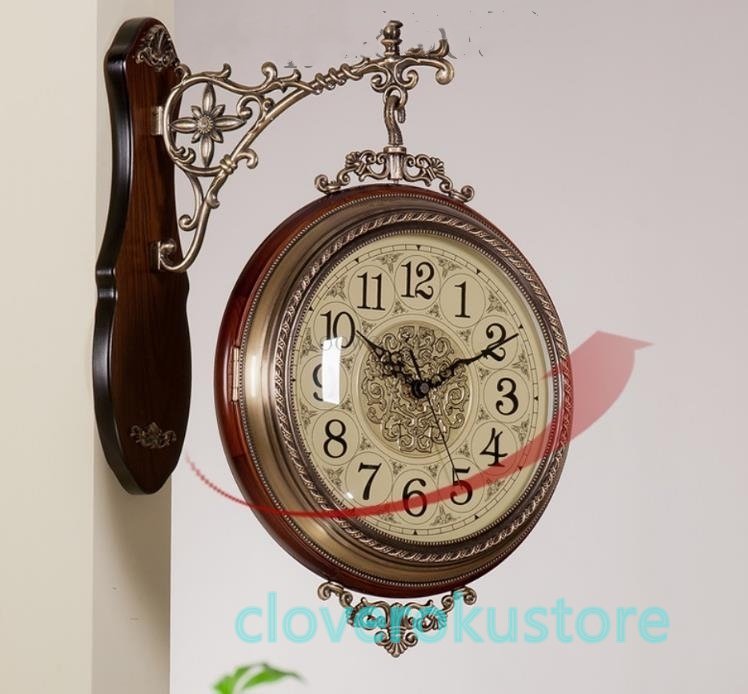 美品 ヨーロッパの両面時計 復古 デコレーション 簡約 豪華 時計-