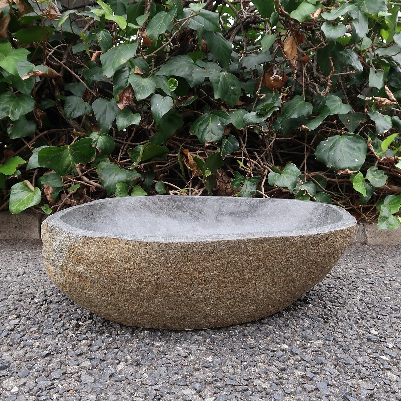  natural stone ...... hand water pot Rebirth tone XL size 49X35.5[ Tsukuba . water lily pot .... pot me Dakar pot garden tsubo garden ]YSA-250942