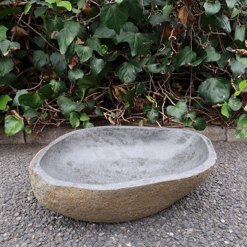  natural stone ...... hand water pot Rebirth tone XL size 49X35.5[ Tsukuba . water lily pot .... pot me Dakar pot garden tsubo garden ]YSA-250942