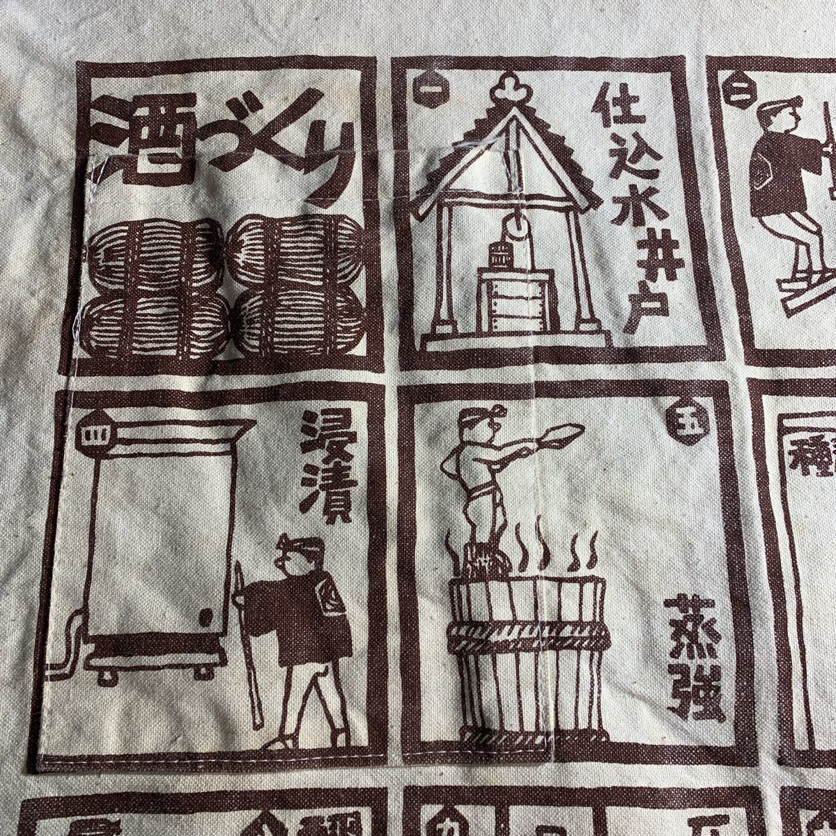 * apron japan sake three .. .miino Kotobuki sake ... cloth remake material hand made old cloth type dyeing . patchwork ka abrasion . abrasion (6754)