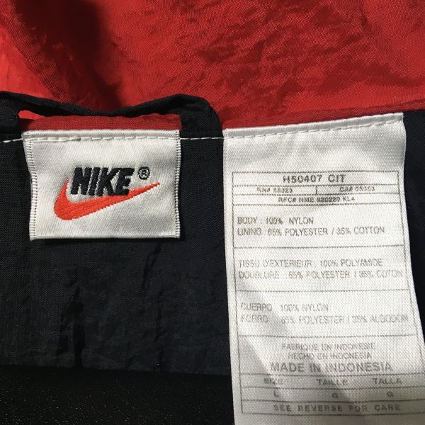 #OLD NIKE｜ナイキ オーバーサイズ背面ロゴジップアップジャケット/トラックジャケット 古着 ブラック/レッド/ホワイト sizeL(XL以上)_画像3