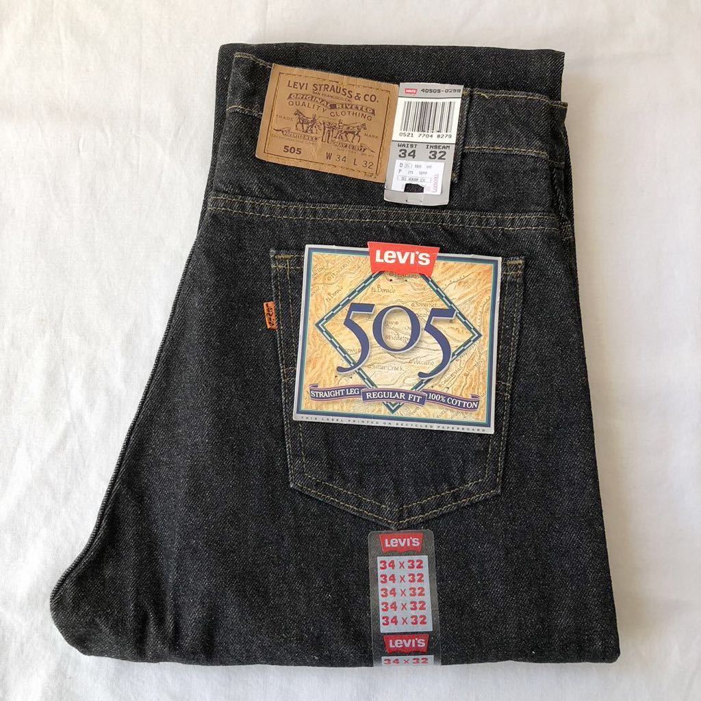 デッドストック! 先染め! 90s Levi's 505 ブラック デニムパンツ W34 黒 USA製 ビンテージ 90年代 リーバイス ジーンズ アメリカ製 NOS_画像1