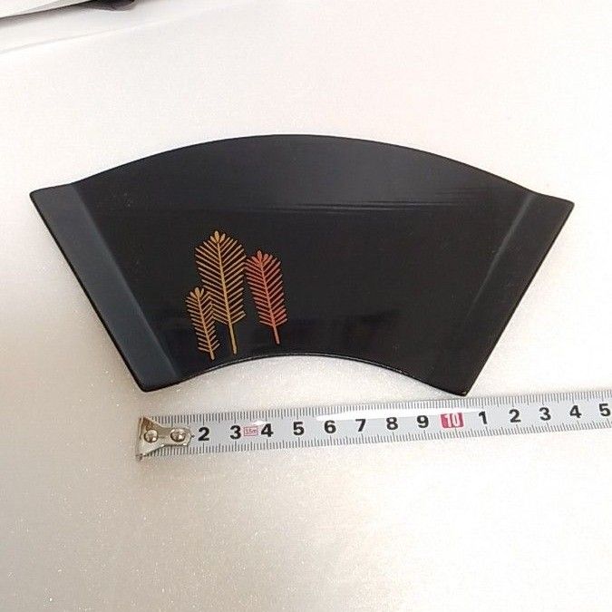 輪島塗　銘々皿　5枚セット　横：19cm　縦：9.5cm 漆器 扇型 菓子皿 木製