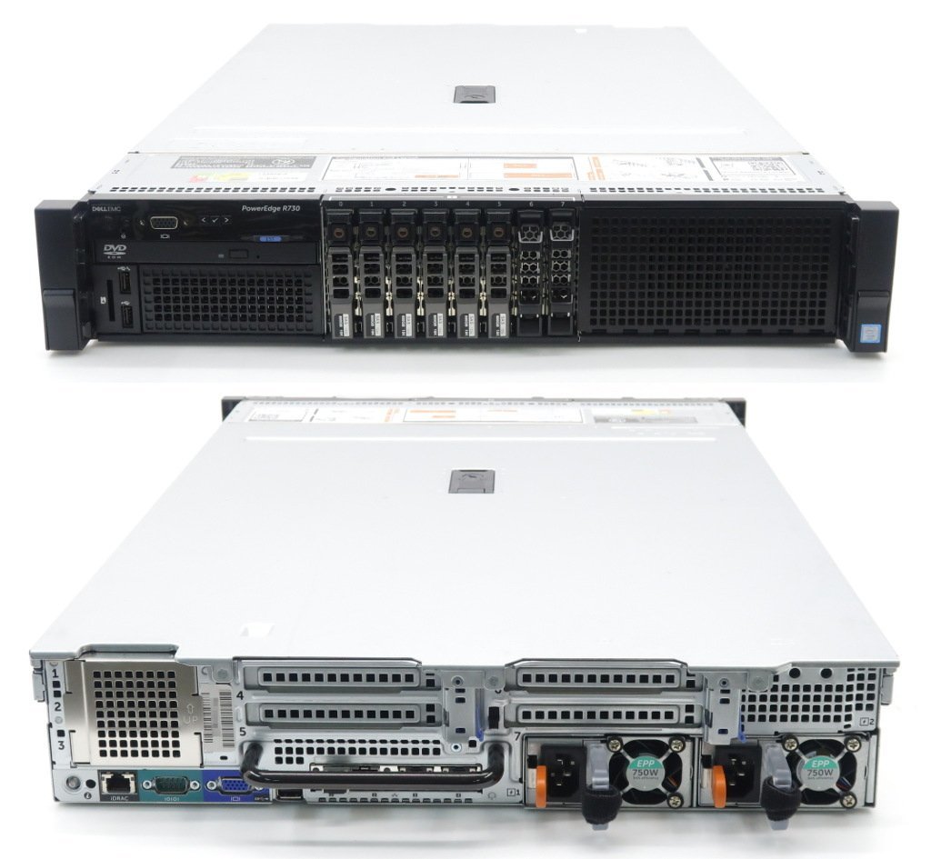 DELL PowerEdge R730 Xeon E5-2650 v4 2.2GHz(24スレッドCPUx2基) メモリ128GB 600GBx6台(SAS2.5インチ/12Gbps/RAID50) DVD-ROM_画像2