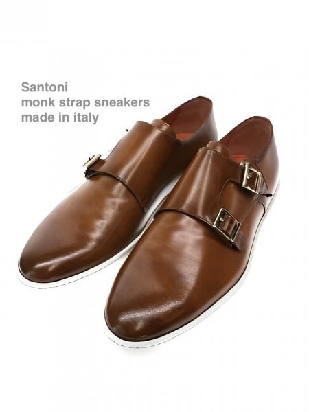TK 新品 サントーニ Santoni モンクストラップシューズ スニーカー 革靴