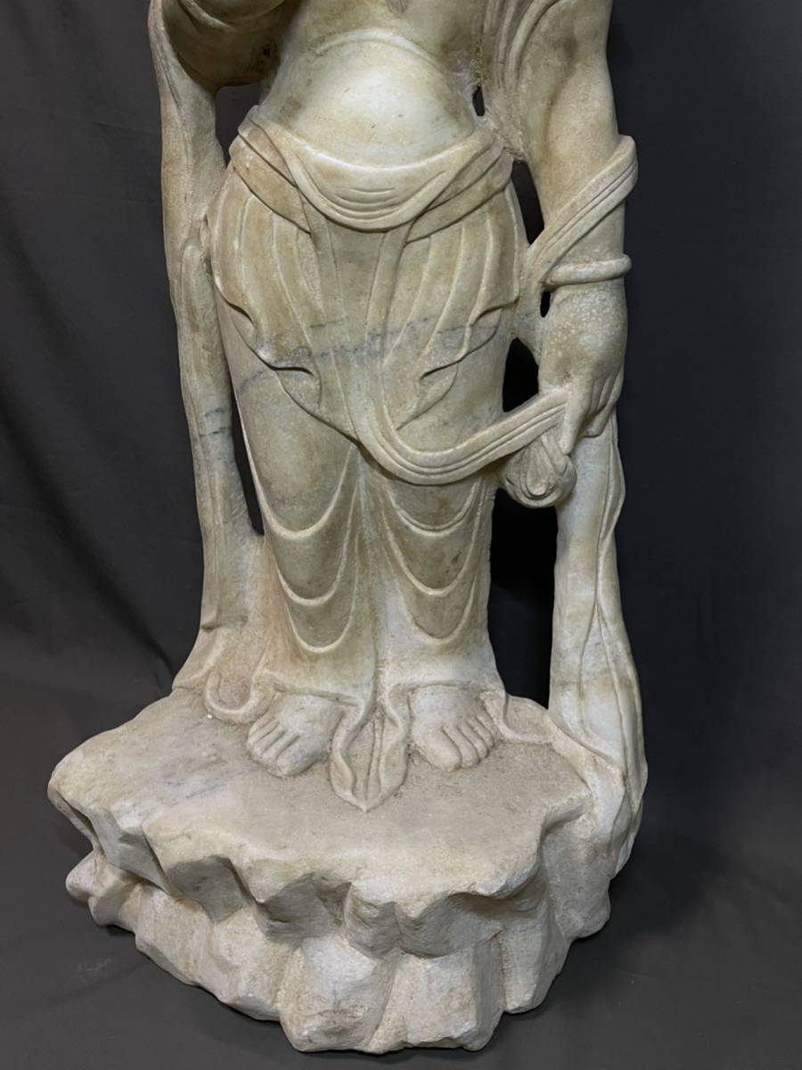 仏教美術 大理石雕刻 観音立像 ② 高さ約84cm 重さ約29kg 古美術 www