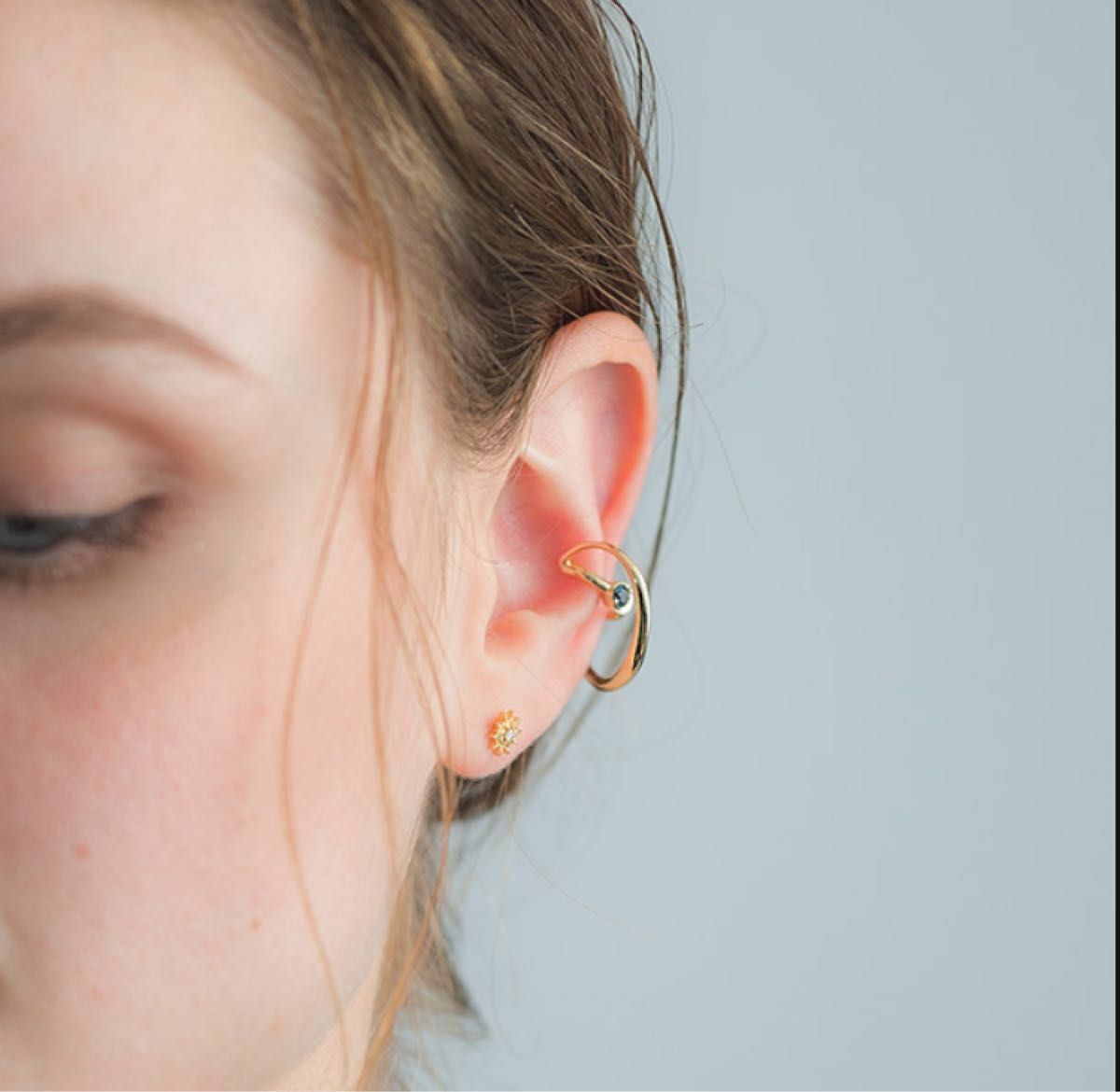 ★K10 イヤーカフ BLUE TOPAZ PLANET EAR CUFF★