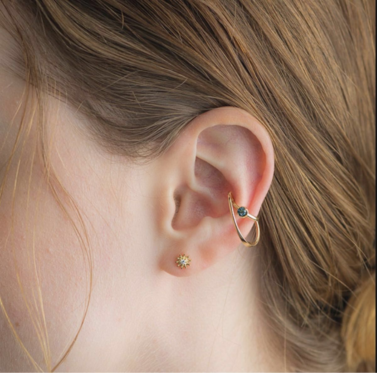 ★K10 イヤーカフ BLUE TOPAZ PLANET EAR CUFF★