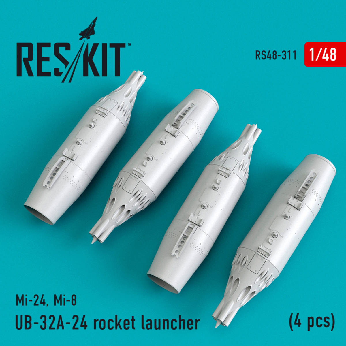 ◆◇RESKIT【RS48-0311】1/48 ロシア空軍UB-32A-24ロケット弾ポッド(Mi-24、Mi-8用)(4個入)◇◆　　_画像1