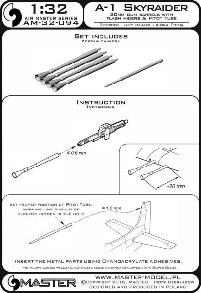 ◆◇MASTER【AM-32-094】1/32 A-1スカイレーダー 20mm機銃&ピトー管 消炎器付き◇◆　_画像3