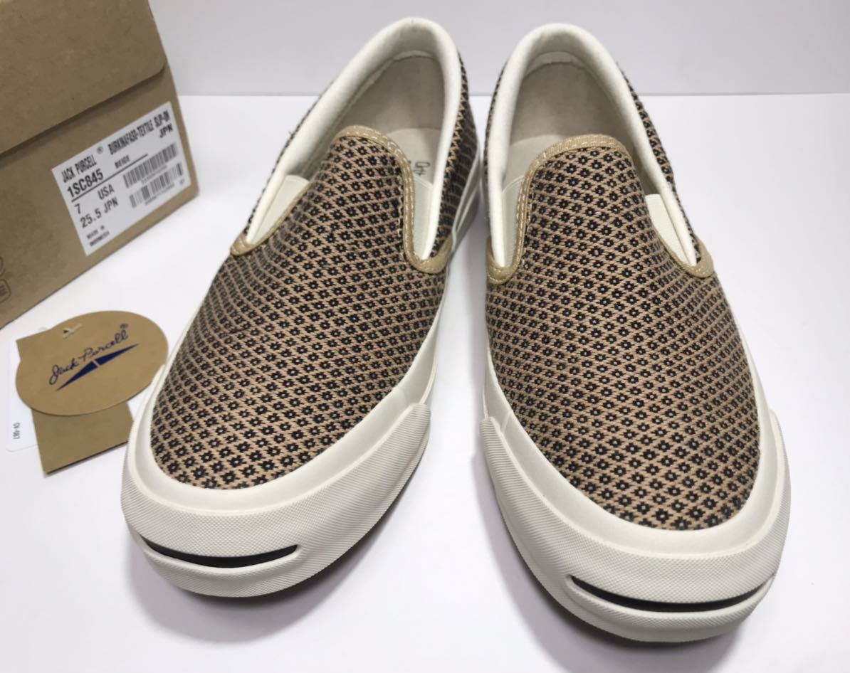 未使用! コンバース 1SC845 JACK PURCELL BURKINFASO TEXTILE SLIP-ON BEIGE ジャックパーセル スリッポン ブルキナファソ ベージュ 25.5cm_画像3