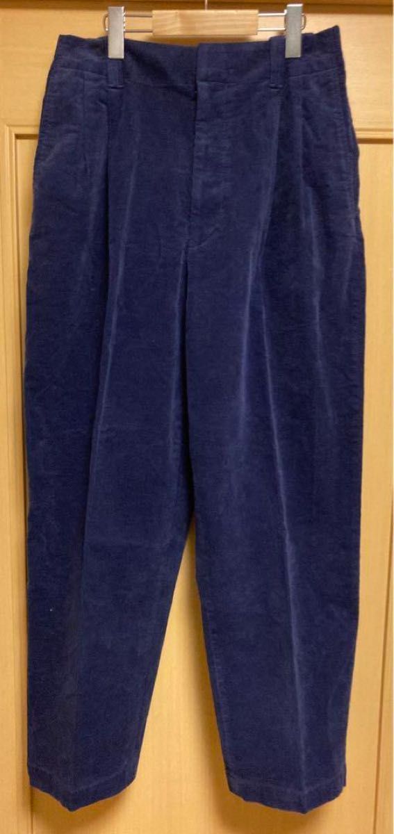 ユニクロ コーデュロイワイドフィットタックパンツ ブルー XL 丈 ユニクロ コーデュロイワイドフィットタックパンツ ブルー XL 丈
