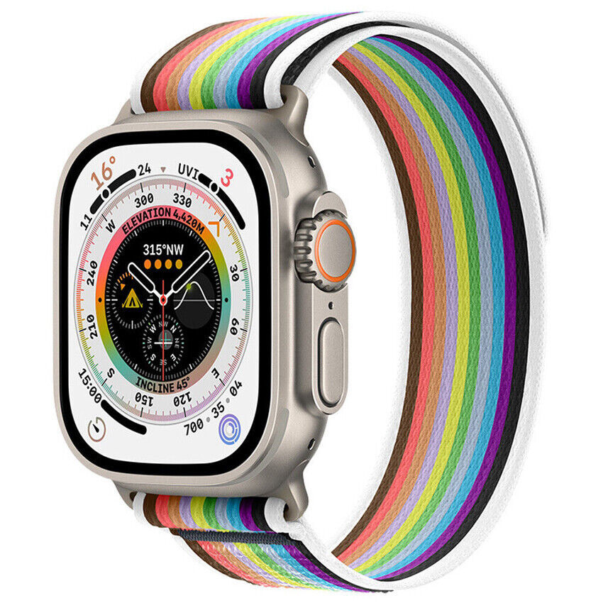 【高品質】Apple Watch 38/40/41/42/44/45/49mm対応 トレイル バンド ストラップ レインボーA Series Ultra 8 7 6 5 4 SE_画像1