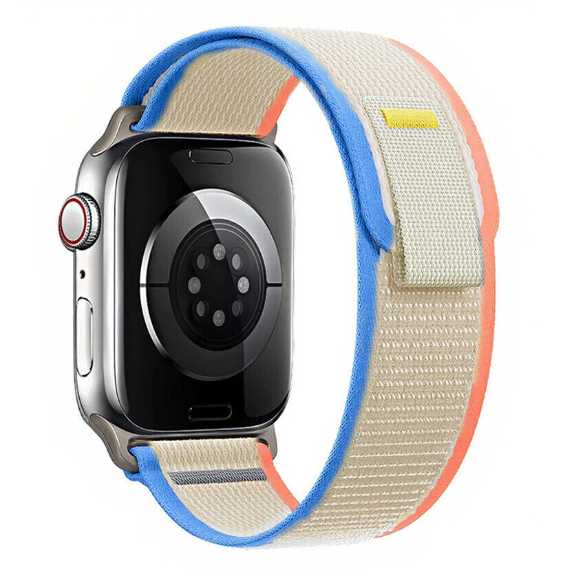【高品質】Apple Watch 38/40/41/42/44/45/49mm対応 トレイル バンド ストラップ ホワイト/オレンジ ブルー Series Ultra 8 7 6 5 4 SE_画像1
