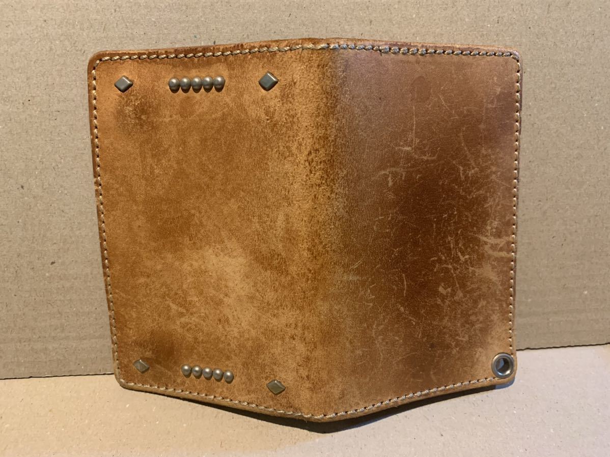 美品★ウルフズヘッド レザー スタッズ ウォレット 　WOLF’S HEAD 　Leather Studs Wallet　～ 刻印ロゴ綺麗に残ってます_画像1