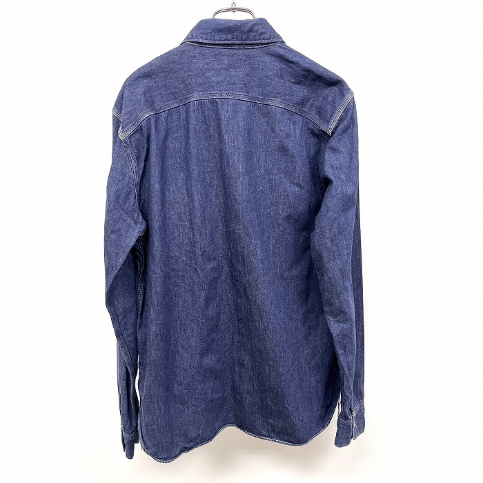 SPELL BOUND スペルバウンド 3 メンズ デニムシャツ 裾に空環 無地 レギュラーカラー 長袖 両胸ポケット 日本製 綿100% コットン ブルー 青_画像2