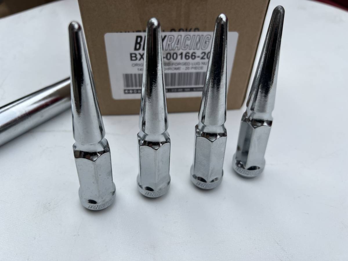 BLOX 111mm M14x1.5 ロング スパイク スチールナット クローム 20本 USDM ドリル 4X4 トヨタ Dodge Camaro 正規輸入品 国内在庫 即納