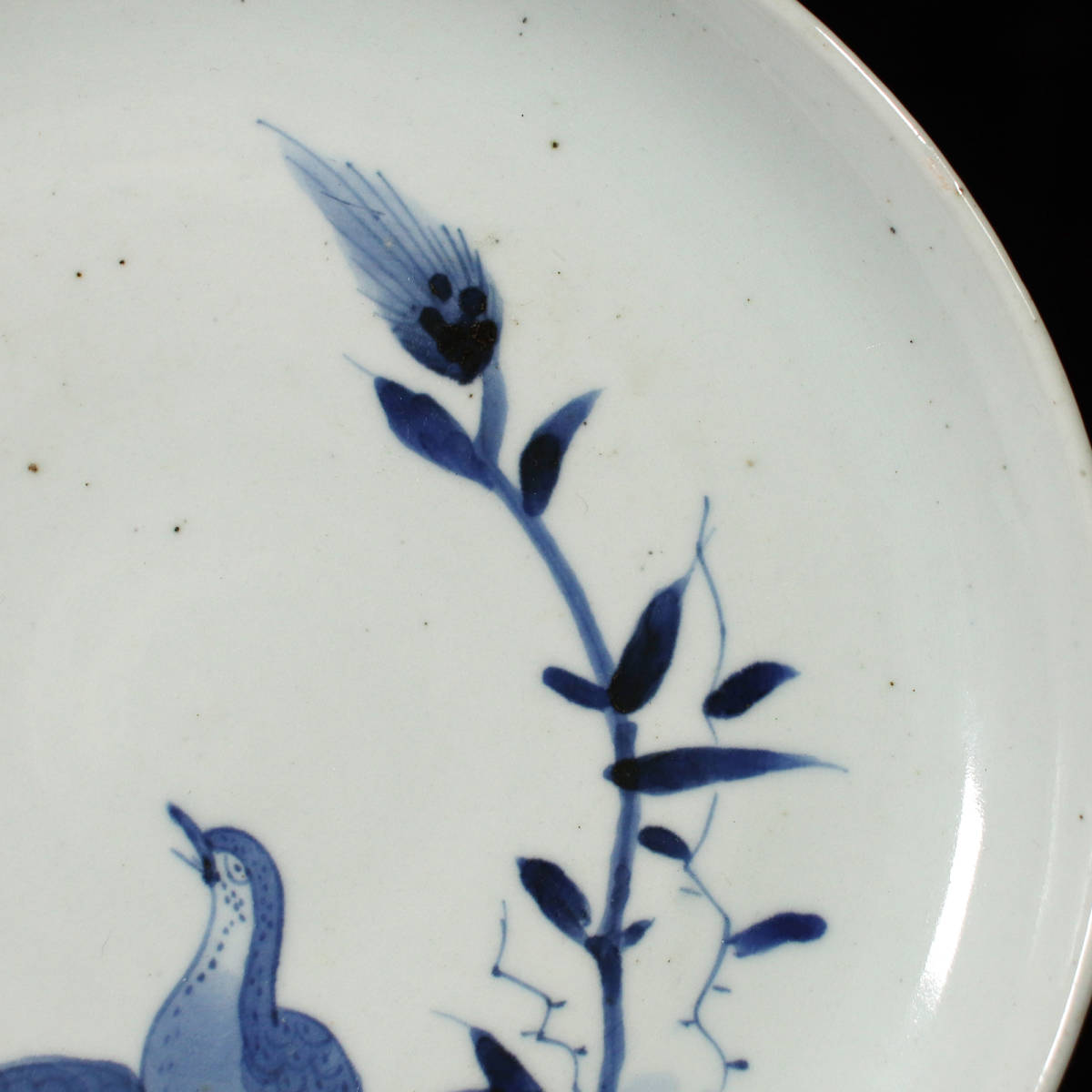 # Japan old clay # Edo previous term work old Imari ( Indigo persimmon right ..) flowers and birds writing plate <230123042>