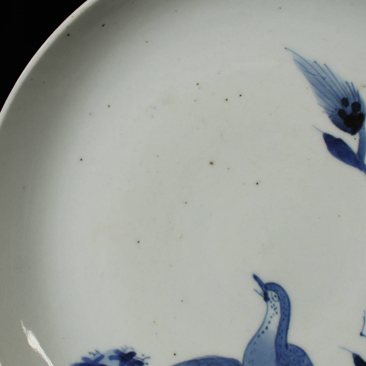 # Japan old clay # Edo previous term work old Imari ( Indigo persimmon right ..) flowers and birds writing plate <230123042>