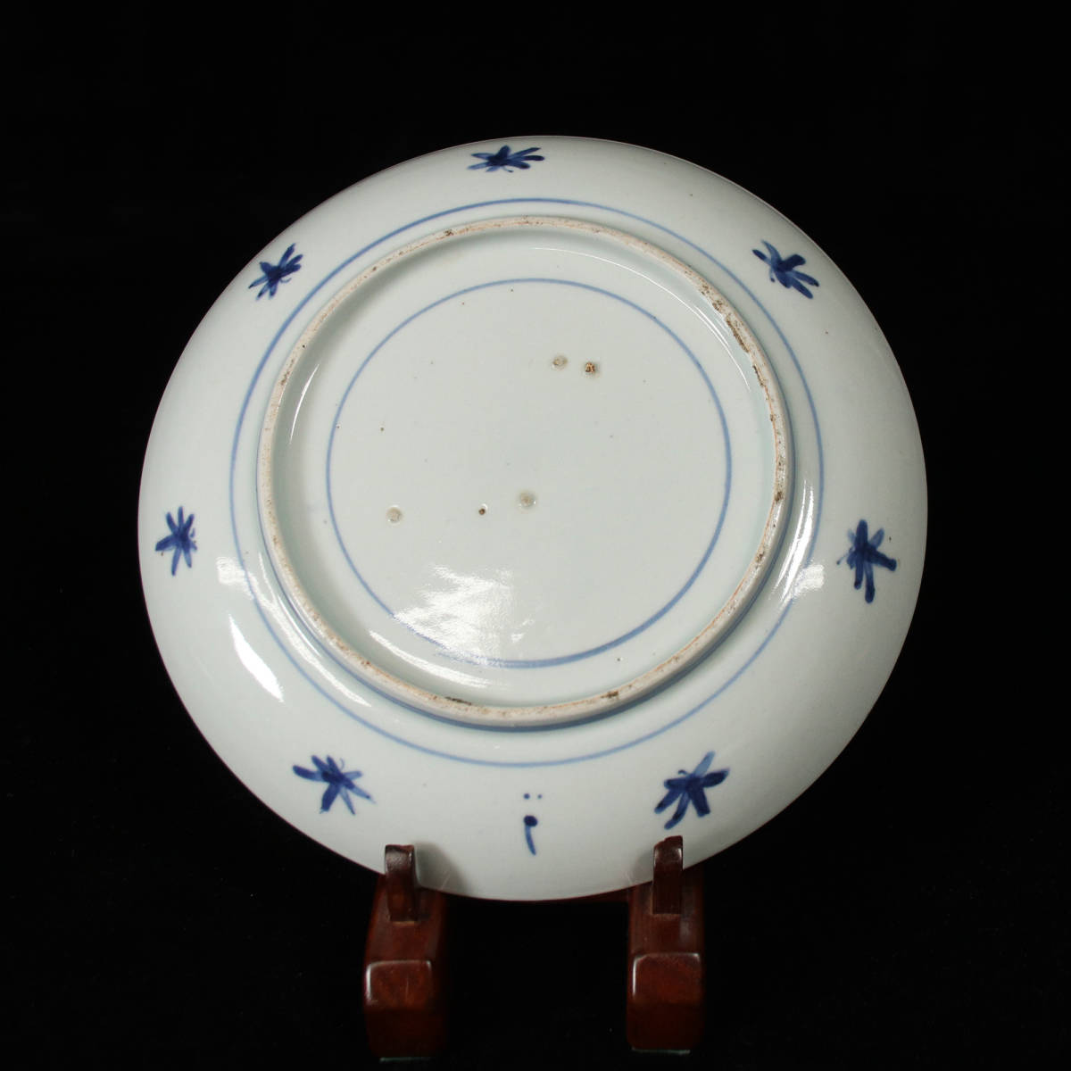 # Japan old clay # Edo previous term work old Imari ( Indigo persimmon right ..) flowers and birds writing plate <230123042>