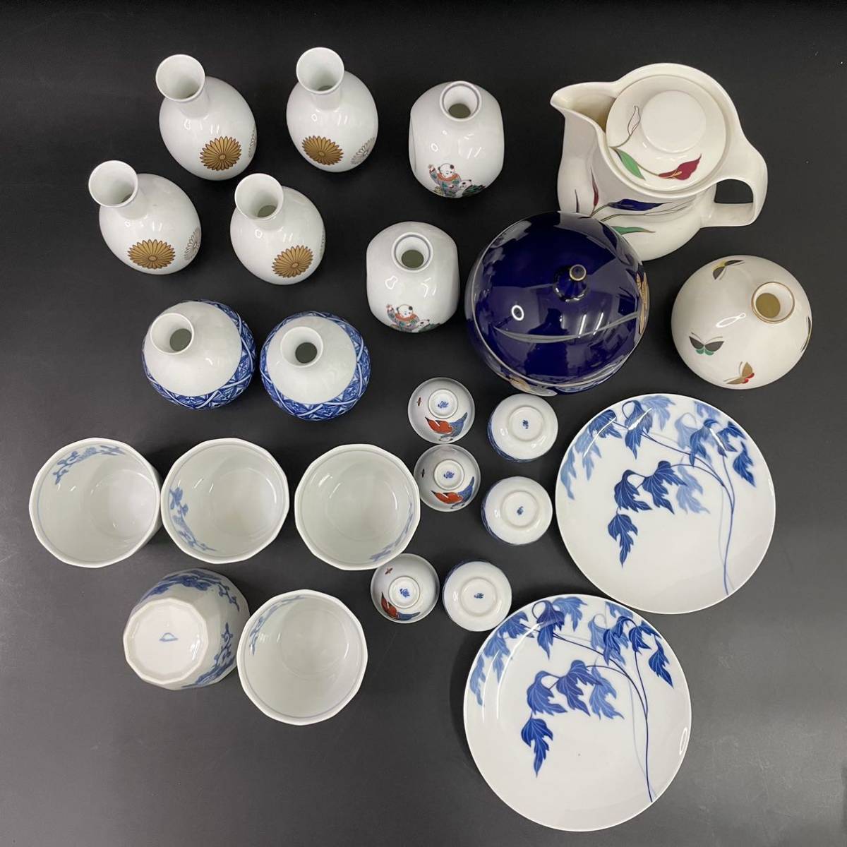 香蘭社 酒器セット 蓋物 皿 /深川製磁 鉢 染付 唐子 ブルー まとめ 品