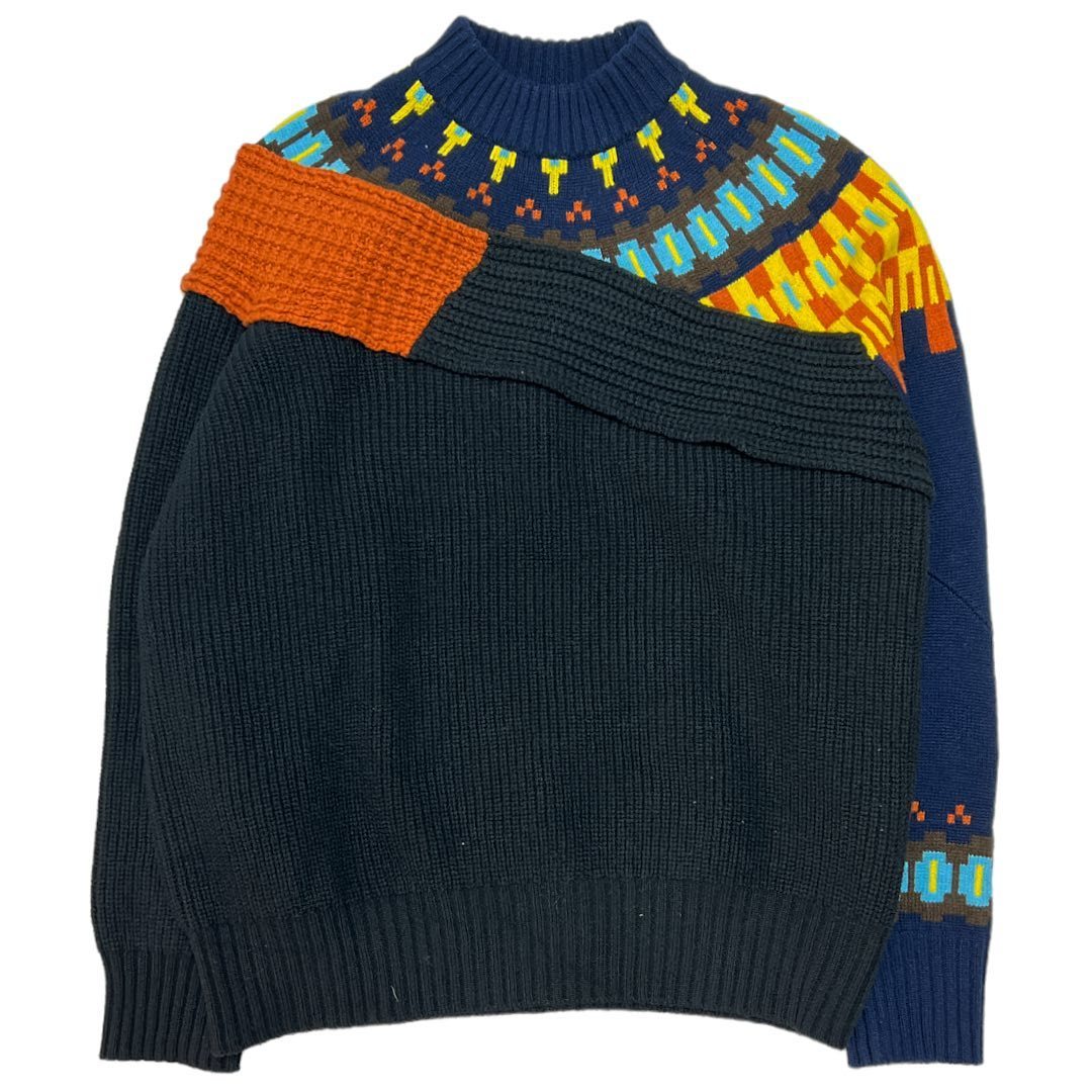sacai サカイ 21AW Docking Knit Sweater ネイビーxブラック サイズ:2
