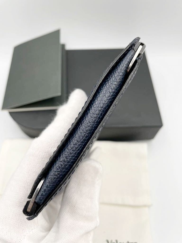 ヴァレクストラ ダブル マネークリップ ネイビー 極美品 二つ折り財布