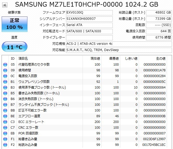 SSD 1TB SAMSUNG 2.5インチ SATA 内蔵型 0201_画像4