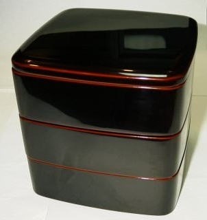 代引き手数料無料 越前漆器□越前塗 三段重6.5 重箱 溜内朱 国産