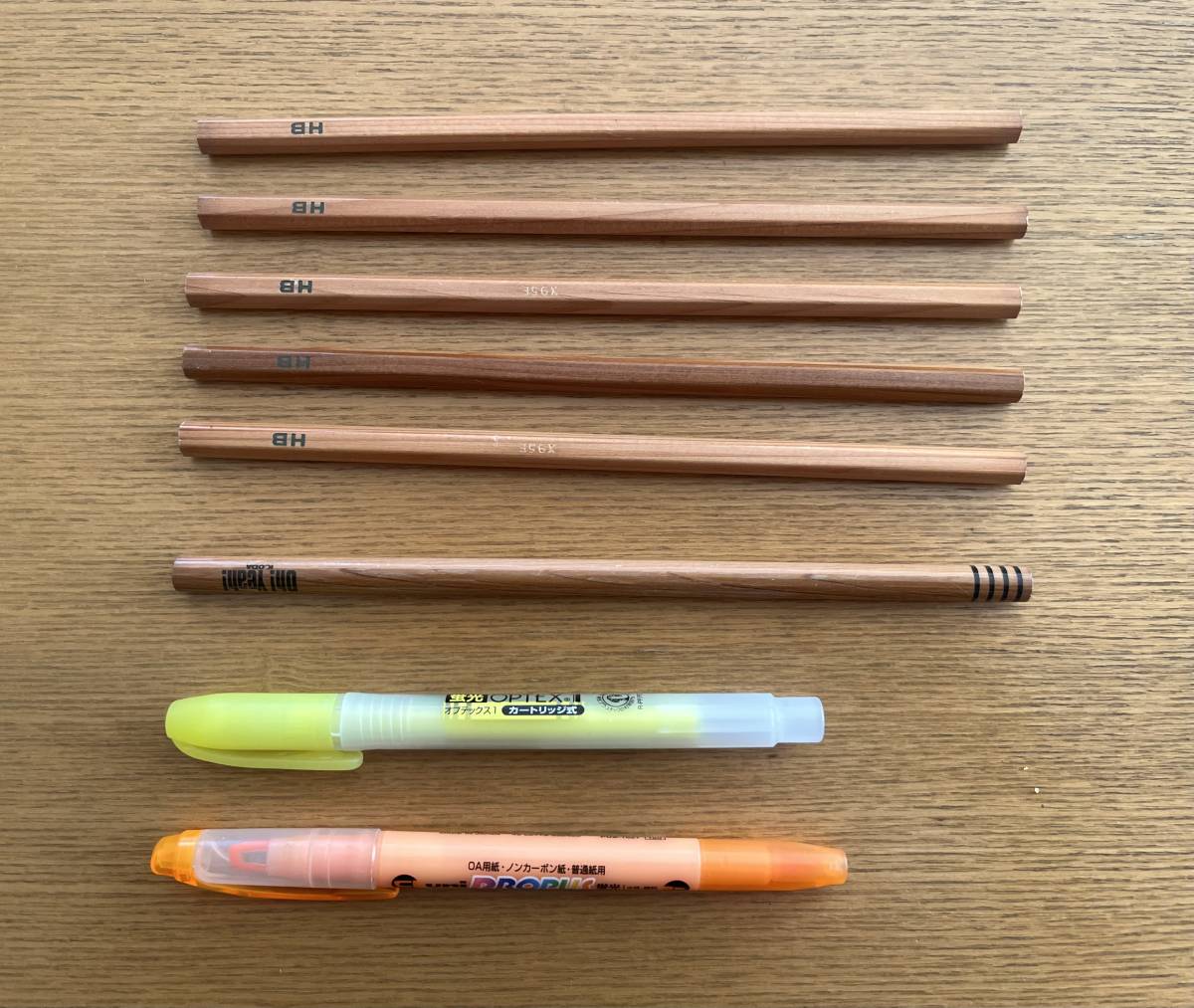 鉛筆 蛍光マーカー　まとめて7本　無印良品　HB鉛筆　小田和正　uni　ZEBRA　未使用品_画像2