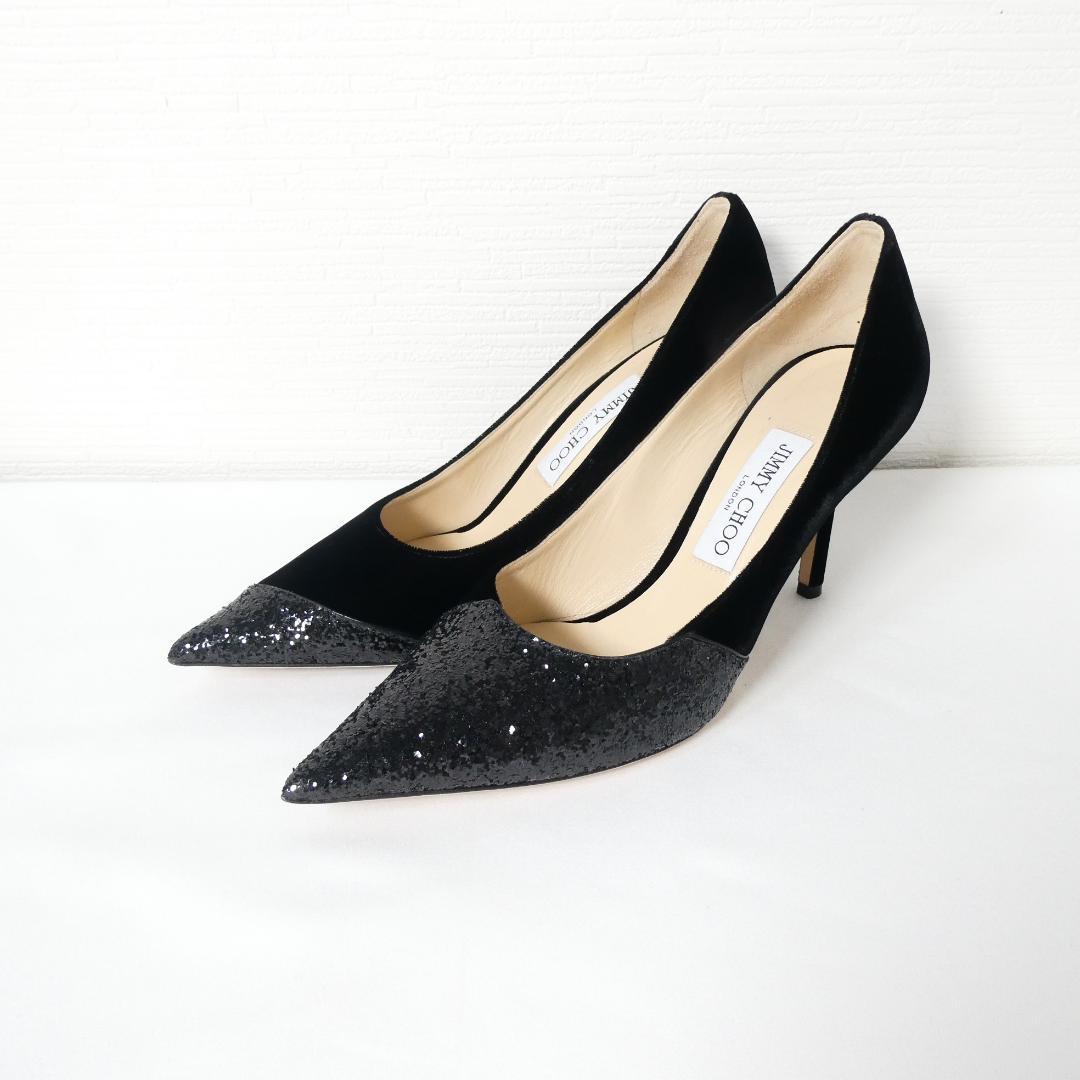 38 JIMMY CHOO プレーン パンプス 黒 ジミーチュウ 25-