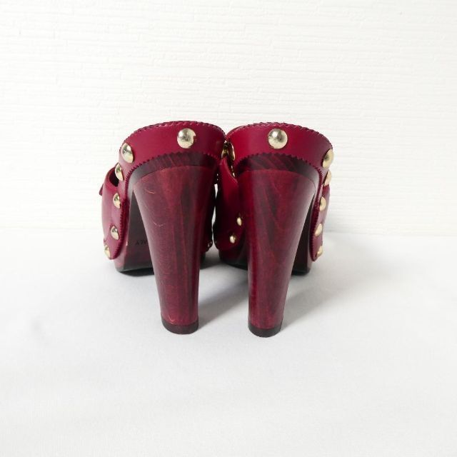 極美品 YVES SAINT LAURENT レザー チャンキーヒール サンダル-